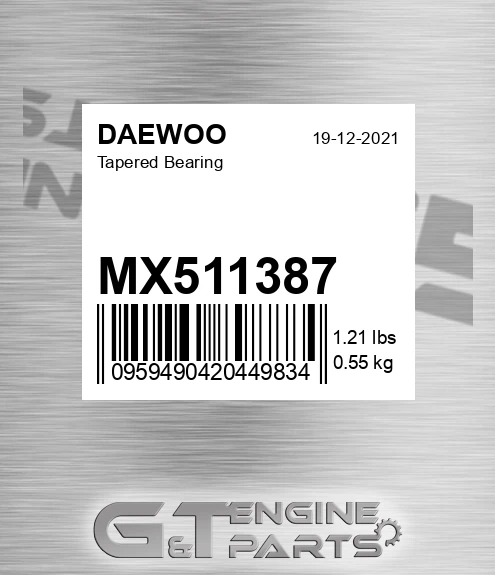 MX511387 DAEWOO Tapered Bearing