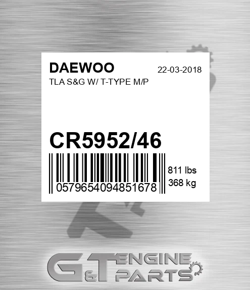 CR5952/46 Tla S&g W/ T-type M/p