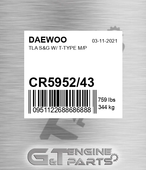 CR5952/43 Tla S&g W/ T-type M/p
