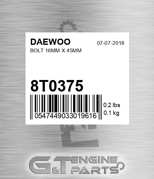 8T0375 DAEWOO Bolt 16mm X 45mm