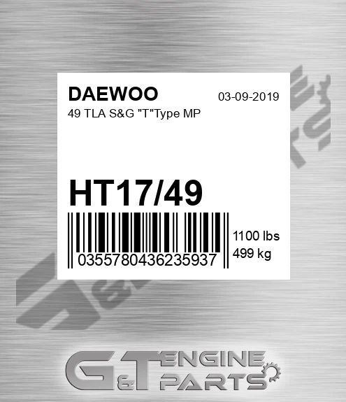 HT17/49 49 Tla S&g "t"type Mp