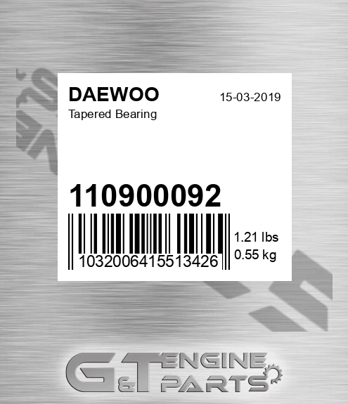 110900092 Tapered Bearing for DAEWOO