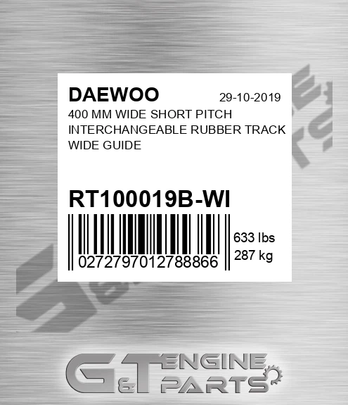 RT100019B-WI 400 Mm Wide Short Pitch Interchangeable Rubber Track Wide Guide