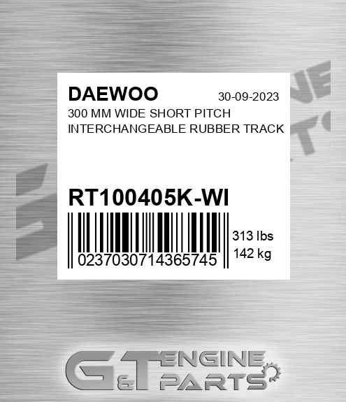 RT100405K-WI 300 Mm Wide Short Pitch Interchangeable Rubber Track