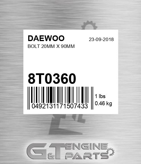 8T0360 Bolt 20mm X 90mm