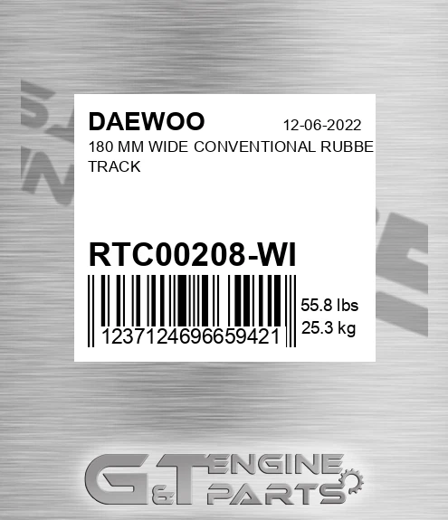 RTC00208-WI 180 Mm Wide Conventional Rubber Track