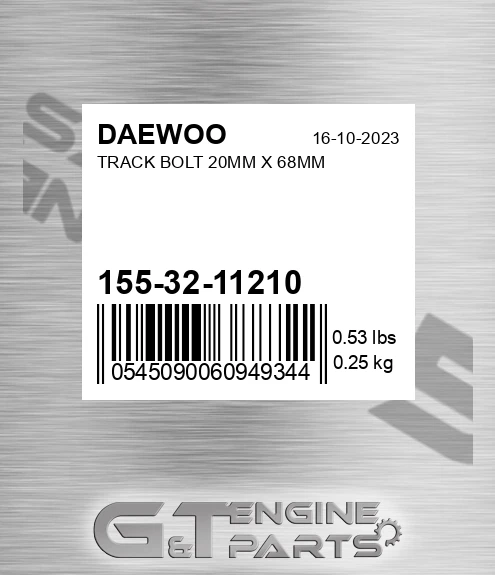 155-32-11210 Track Bolt 20mm X 68mm