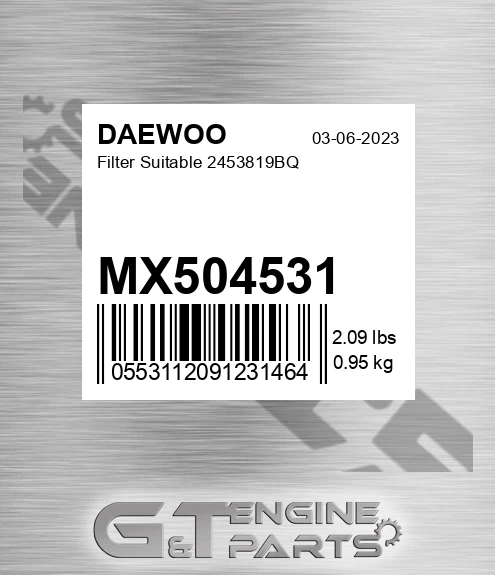 MX504531 DAEWOO Filter Suitable 2453819bq