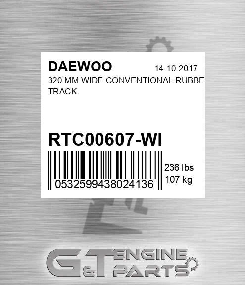 RTC00607-WI 320 Mm Wide Conventional Rubber Track