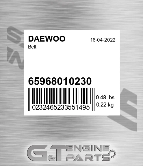65968010230 Belt for DAEWOO