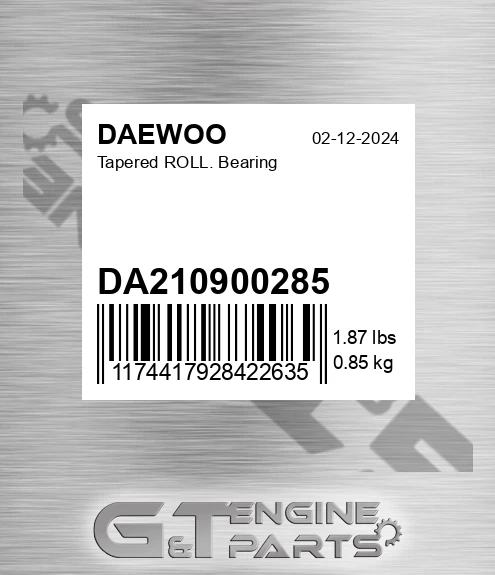 DA2109-00285 Tapered Roll. Bearing