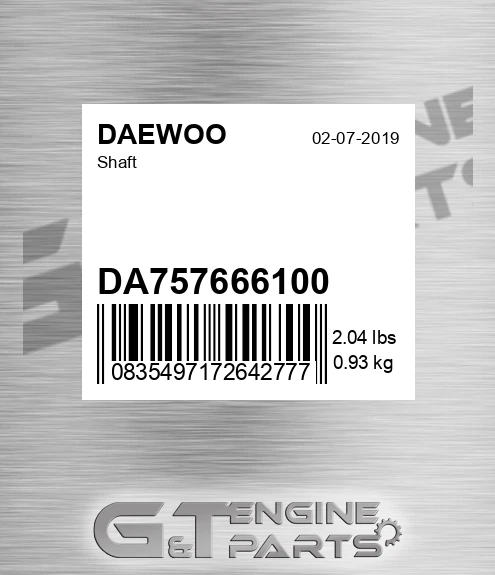 DA757666100 Shaft