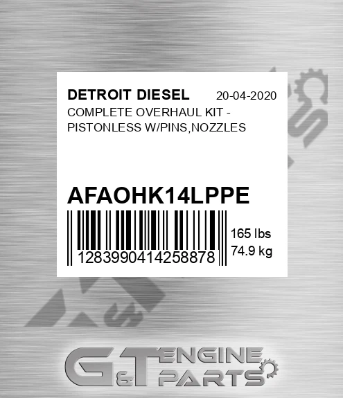 AFA-OHK14LPPE Complete Overhaul Kit - Pistonless W/pins,nozzles for DETROIT DIESEL