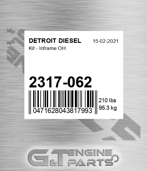 2317-062 Kit - Inframe Oh for DETROIT DIESEL
