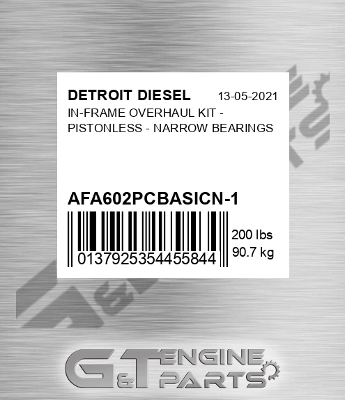 AFA602PCBASICN-1 In-frame Overhaul Kit - Pistonless - Narrow Bearings for DETROIT DIESEL