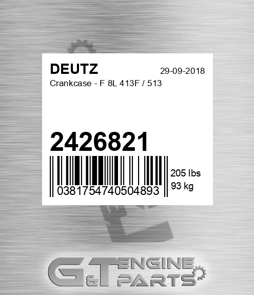 2426821 DEUTZ Crankcase - F 8l 413f / 513