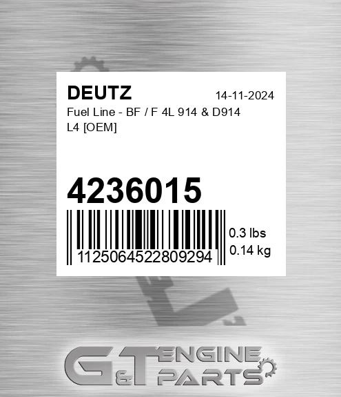4236015 DEUTZ Fuel Line - Bf / F 4l 914 & D914 L4 [oem]