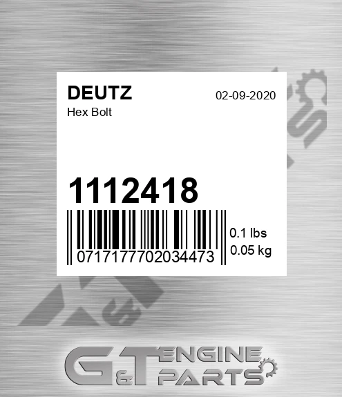 1112418 DEUTZ Hex Bolt