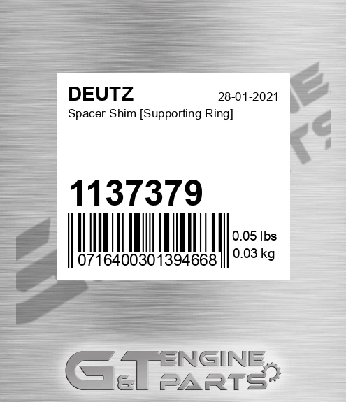 1137379 Spacer Shim [supporting Ring] for DEUTZ