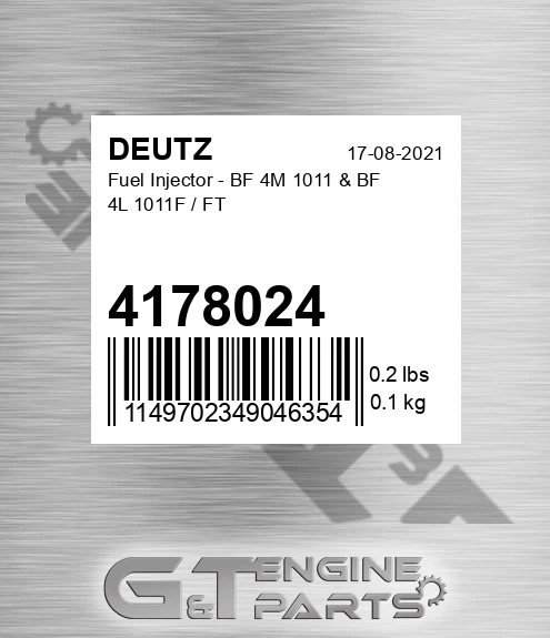 4178024 DEUTZ Fuel Injector - Bf 4m 1011 & Bf 4l 1011f / Ft