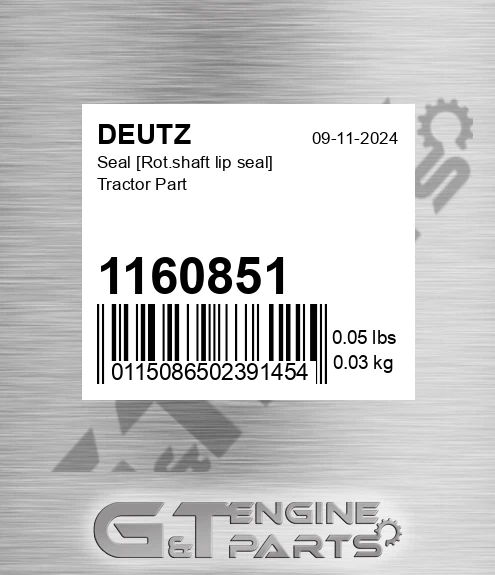 1160851 Seal [rot.shaft Lip Seal] Tractor Part