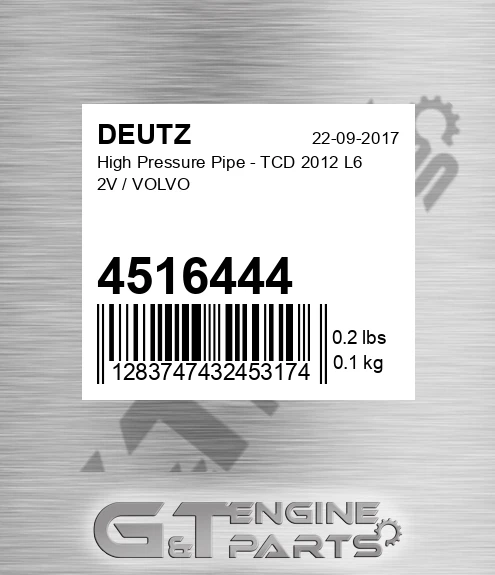4516444 High Pressure Pipe - Tcd 2012 L6 2v / Volvo