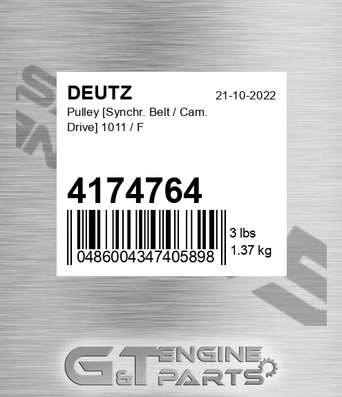 4174764 DEUTZ Pulley [synchr. Belt / Cam. Drive] 1011 / F