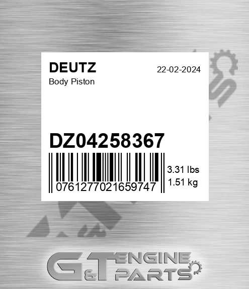 DZ04258367 Body Piston for DEUTZ