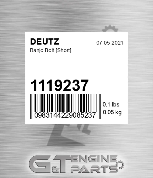 1119237 DEUTZ Banjo Bolt [short]