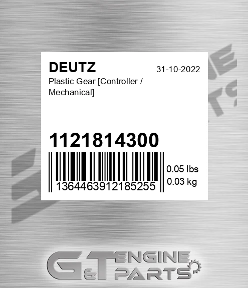 1121814300 DEUTZ Plastic Gear [controller / Mechanical]