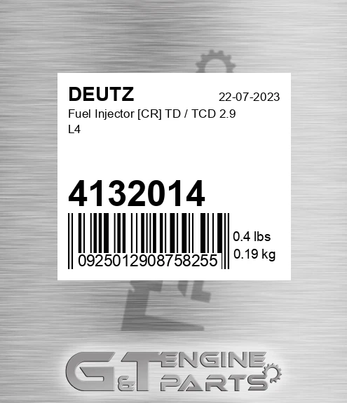 4132014 DEUTZ Fuel Injector [cr] Td / Tcd 2.9 L4