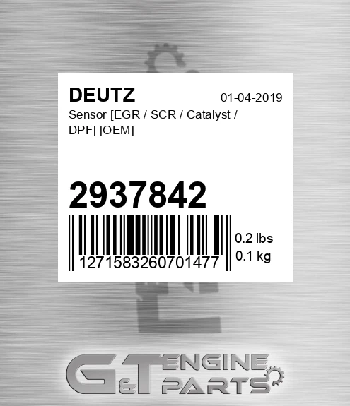 2937842 DEUTZ Sensor [egr / Scr / Catalyst / Dpf] [oem]