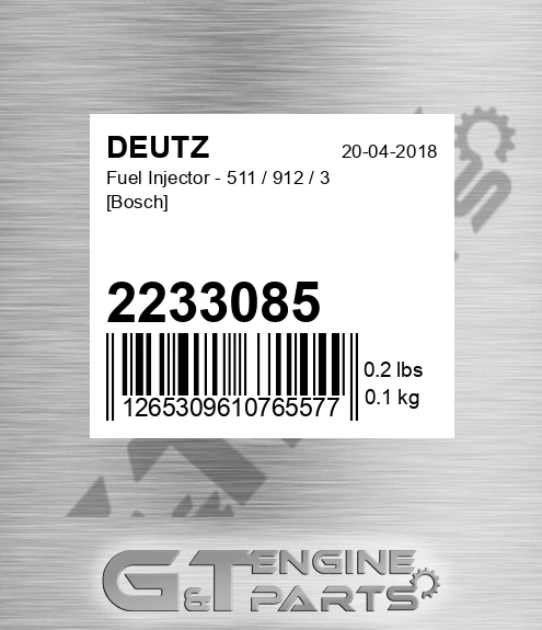 2233085 DEUTZ Fuel Injector - 511 / 912 / 3 [bosch]