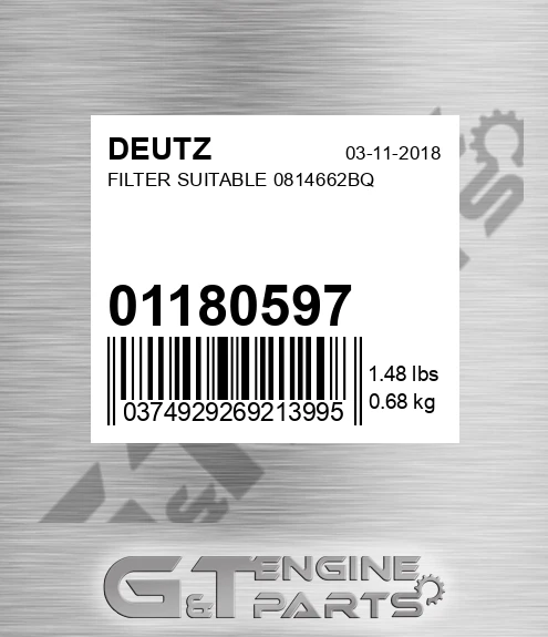 01180597 Filter Suitable 0814662bq