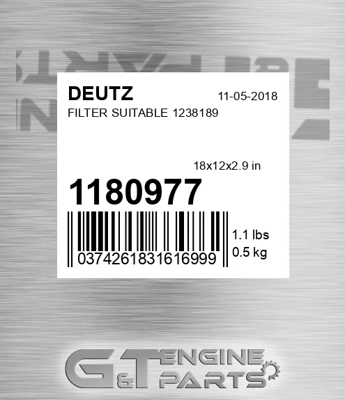 1180977 DEUTZ Filter Suitable 1238189
