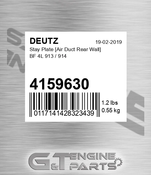 4159630 Stay Plate [air Duct Rear Wall] Bf 4l 913 / 914 for DEUTZ