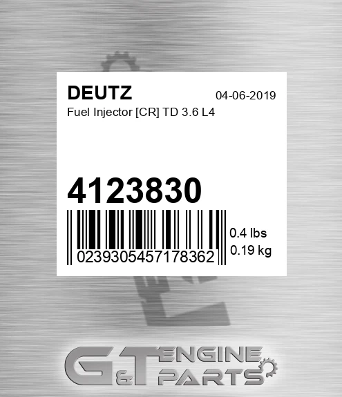 4123830 DEUTZ Fuel Injector [cr] Td 3.6 L4