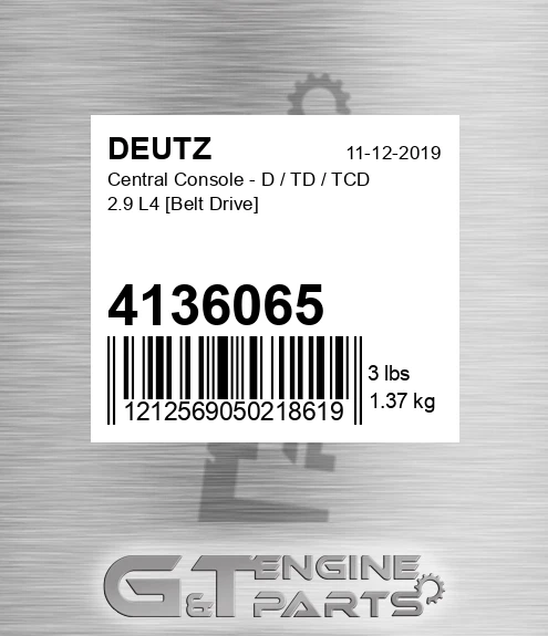 4136065 Central Console - D / Td / Tcd 2.9 L4 [belt Drive] for DEUTZ