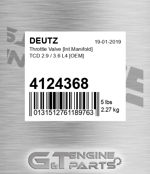 4124368 Throttle Valve [int.manifold] Tcd 2.9 / 3.6 L4 [oem] for DEUTZ