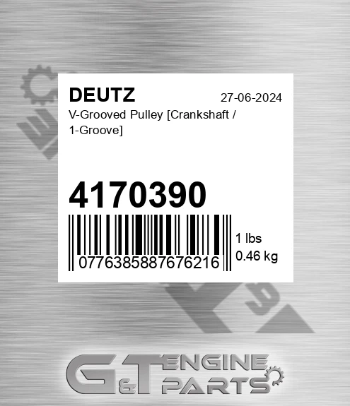 4170390 V-grooved Pulley [crankshaft / 1-groove] for DEUTZ