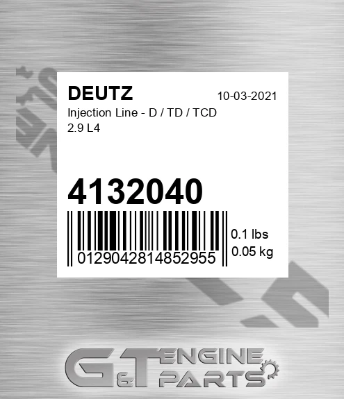 4132040 DEUTZ Injection Line - D / Td / Tcd 2.9 L4