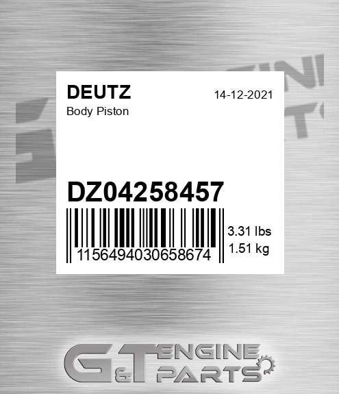 DZ04258457 Body Piston for DEUTZ