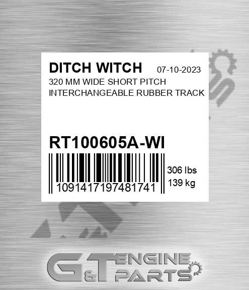 RT100605A-WI 320 Mm Wide Short Pitch Interchangeable Rubber Track