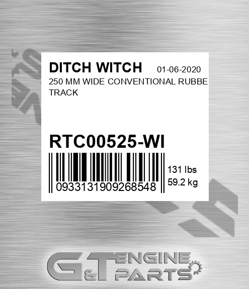 RTC00525-WI 250 Mm Wide Conventional Rubber Track