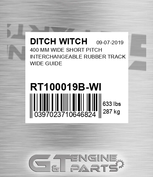 RT100019B-WI 400 Mm Wide Short Pitch Interchangeable Rubber Track Wide Guide