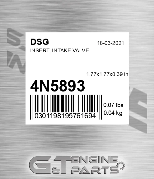 4N5893 Insert, Intake Valve