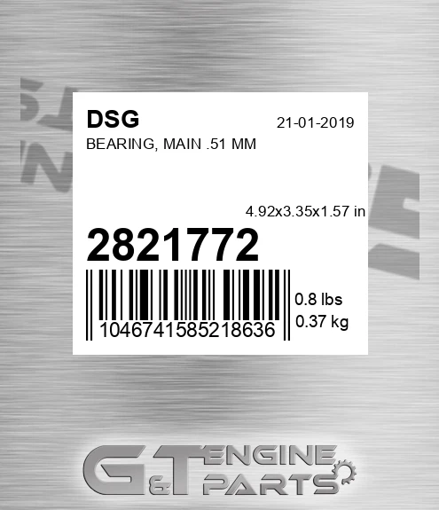 2821772 DSG Bearing, Main .51 Mm