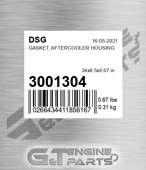 3001304 Gasket, Aftercooler Housing