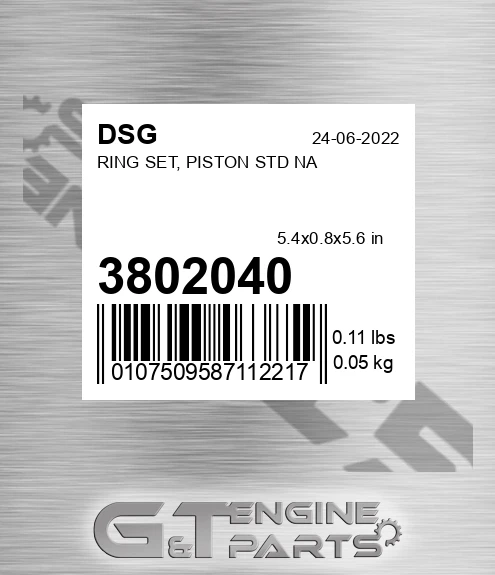 3802040 Ring Set, Piston Std Na