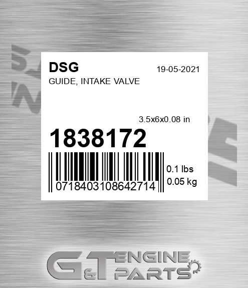 1838172 DSG Guide, Intake Valve